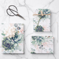 Succulent Greenery and Rose Gold Eucalyptus Leaves