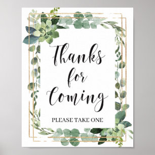 Succulent greenery boho thanks for coming sign