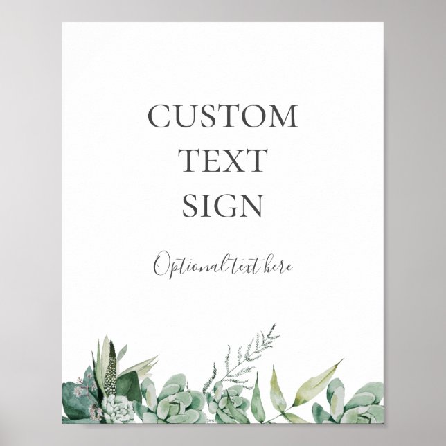 Succulent Greenery | Cards and Gifts Custom Sign (Front)