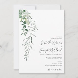 Succulent Greenery   Dark Green Casual Wedding Invitation