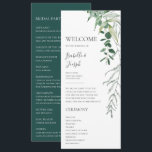 Succulent Greenery Dark Green Flat Wedding Program Programme<br><div class="desc">This succulent greenery dark green flat wedding program is perfect for your boho dark green tropical floral wedding. The design features modern watercolor artwork, including light green eucalyptus, delicate fern, and classic succulent varieties, giving the design a simple, elegant secret garden feel, perfect for any spring, summer, fall, or winter...</div>