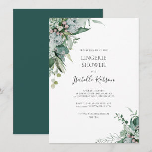 Succulent Greenery   Dark Green Lingerie Shower Invitation