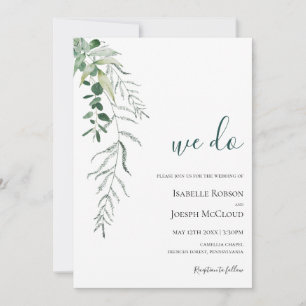 Succulent Greenery   Dark Green We Do Wedding Invitation