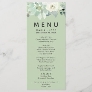 Succulent Greenery Dinner Menu Card