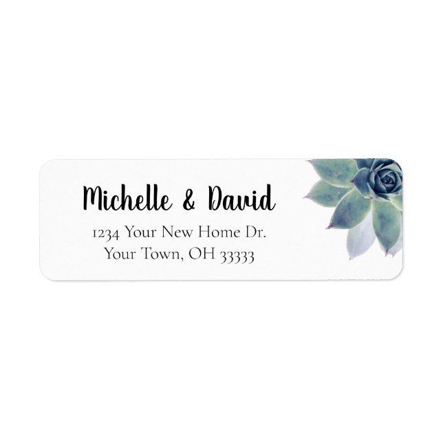 Succulent Greenery Elegant Wedding Return Address (Front)