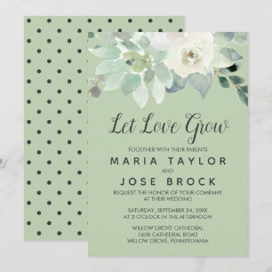 Succulent Greenery Let Love Grow Wedding Invitation