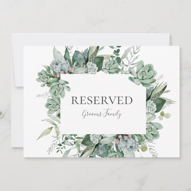 Succulent Greenery | Reserved Sign (Front)