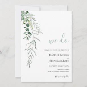 Succulent Greenery   Sage Green We Do Wedding Invitation
