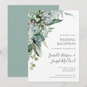 Succulent Greenery   Sage Green Wedding Reception Invitation