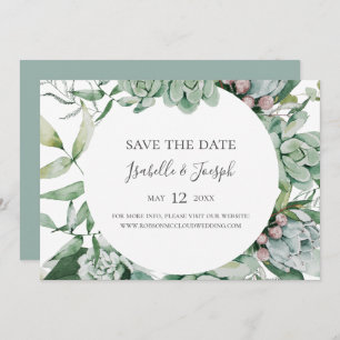 Succulent Greenery   Sage Horizontal Save the Date
