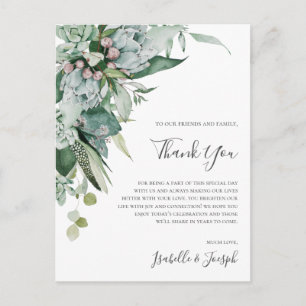 Succulent Greenery   Thank You Reception Card
