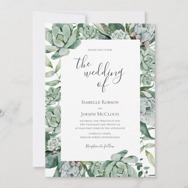 Succulent Greenery | The Wedding Of Invitation (Front)