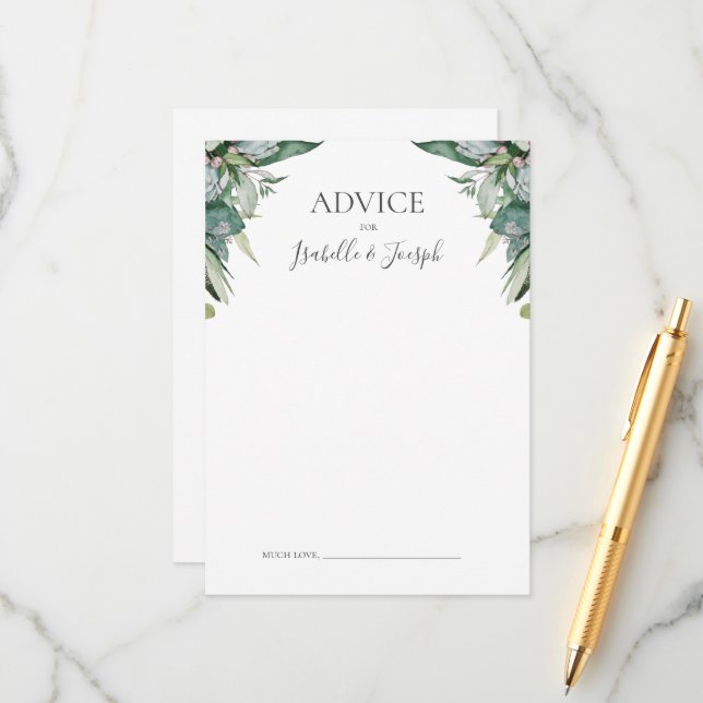 Succulent Greenery | Wedding Advice Card (Front/Back In Situ)