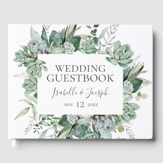 Succulent Greenery | Wedding Guest Book (Front)