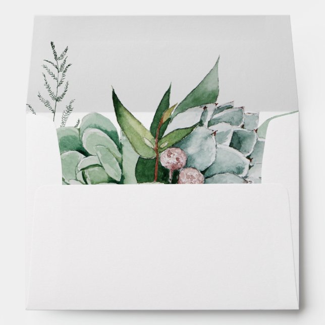Succulent Greenery | Wedding Invitation Envelope (Back (Bottom))