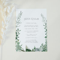 Succulent Greenery Wedding Schedule of Events Card