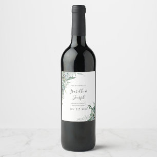 Succulent Greenery   Wedding Wine Label
