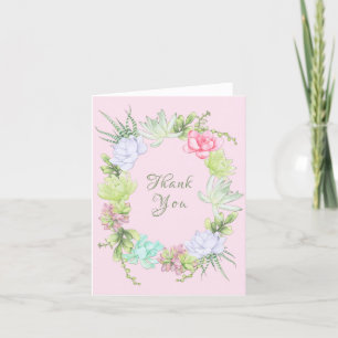Succulent Greenery Wreath Bridal Shower  Thank You Card
