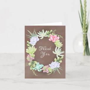 Succulent Greenery Wreath Bridal Shower Thank You Card