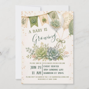 Succulent Growing Baby Shower Invitation