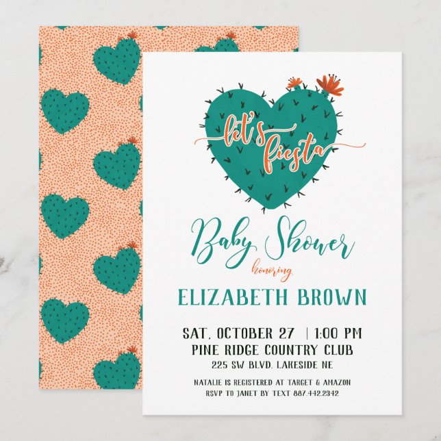 Succulent Heart Fiesta Baby Shower Invitation (Front/Back)