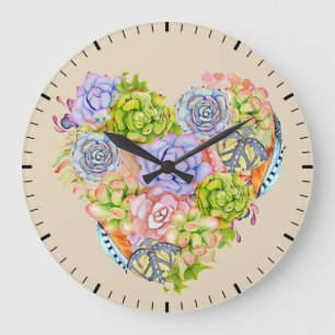 Succulent Heart Wall Clock