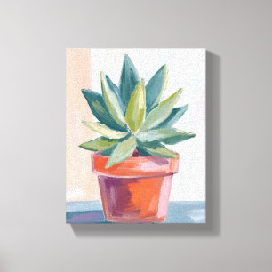 Succulent Houseplant Watercolor Botanical Canvas Print