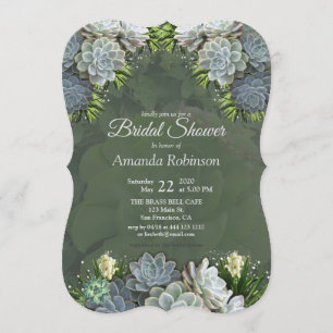 Succulent Hues of Pale Blues Bridal Shower Invitation