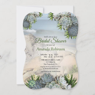 Succulent Hues of Pale Blues Bridal Shower Invitation