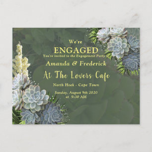 Succulent Hues of Pale Blues Engagement Invitation Postcard