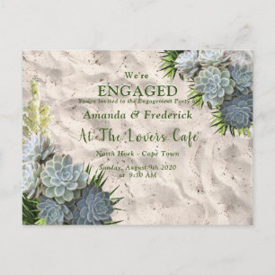 Succulent Hues of Pale Blues Engagement Invitation Postcard