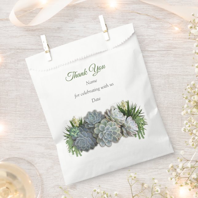 Succulent Hues of Pale Blues Favour Bags (Clipped)
