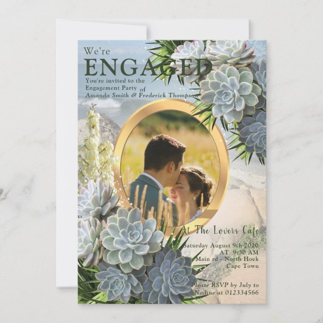 Succulent Hues of Pale Blues Invitation (Front)