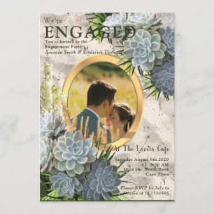 Succulent Hues of Pale Blues Invitation