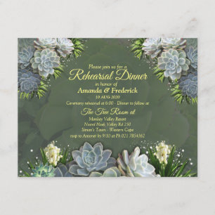 Succulent Hues of Pale Blues Rehearsal dinner Invitation
