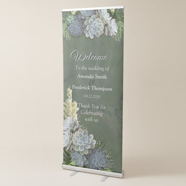 Succulent Hues of Pale Blues Retractable Banner (3/4)