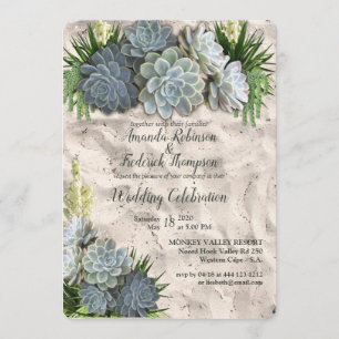 Succulent Hues of Pale Blues& Wedding Invitation