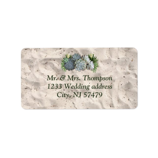 Succulent Hues of Pale Blues wedding Labels (Front)