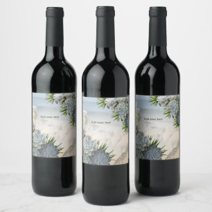 Succulent Hues of Pale Blues  Wine Label