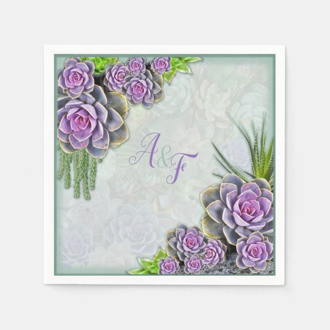 Succulent Hues of Sea Green, Violet  Napkins (Front)