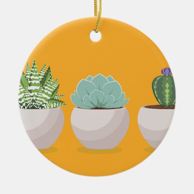 Succulent in a Pot Ceramic Tree Decoration (Front)