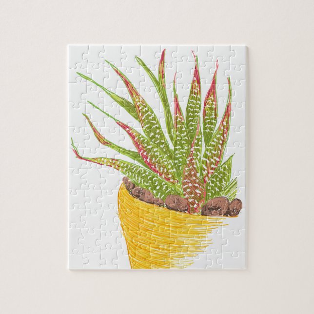 Succulent In Yellow Pot Jigsaw Puzzle (Vertical)