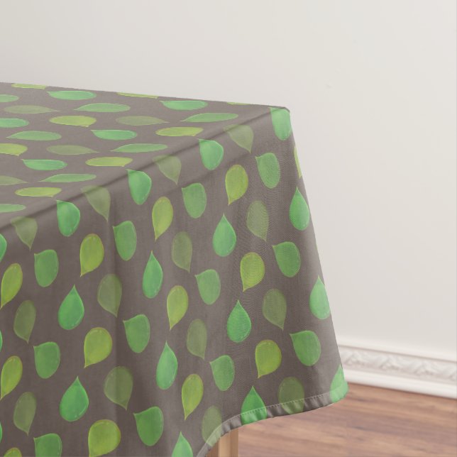Succulent Jade Tree Green Leaves on Brown Tablecloth (In Situ)