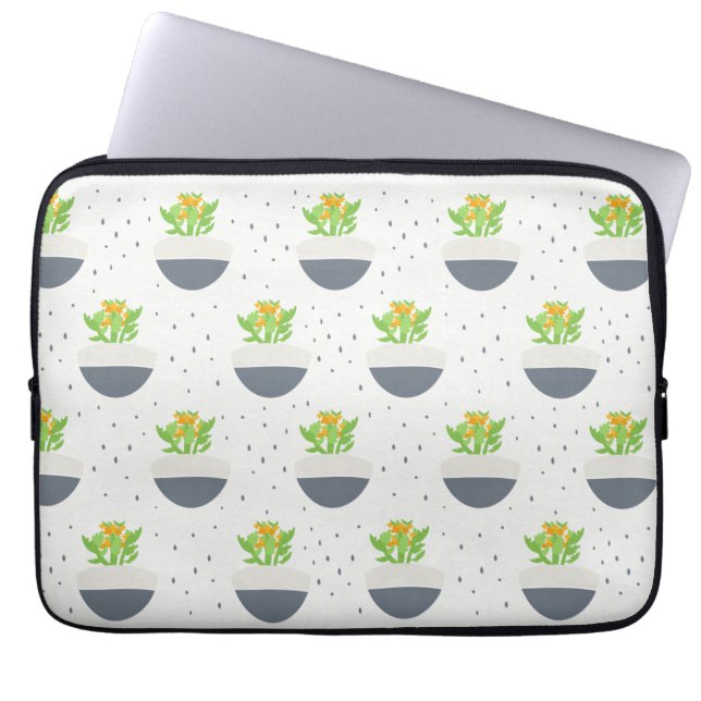 Succulent Kalanchoe Plant Mum Pattern Laptop Sleeve (Front)