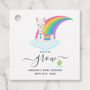 Succulent Llama Heaven Watch Me Grow Baby Shower Favour Tags