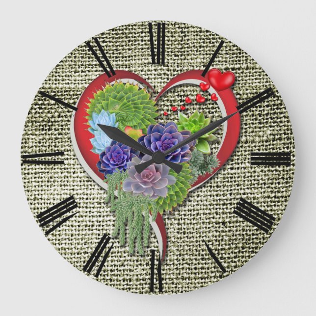 Succulent-lovers garden plant large clock (Front)