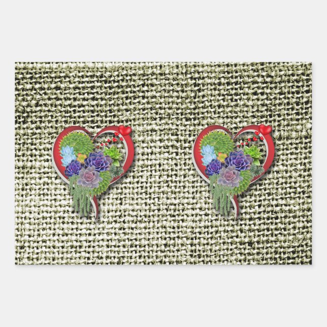 Succulent-lovers garden plants  wrapping paper sheet (Front)