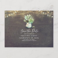 Succulent Mason Jar Rustic Save the Date