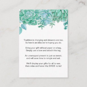Succulent No Wrap Bridal Shower request tag 3961 Enclosure Card