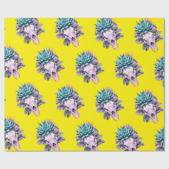 Succulent Pastel Decay Yellow Wrapping Paper (Flat)